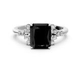 White gold Fancy Black Radiant Cut Diamond Ring with Side Stones and Four-Prong Setting_60