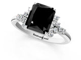 White gold Fancy Black Radiant Cut Diamond Ring with Side Stones and Four-Prong Setting_61