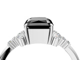 White gold Fancy Black Radiant Cut Diamond Ring with Side Stones and Four-Prong Setting_64