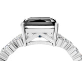 White gold Fancy Black Radiant Cut Diamond Scattered Round Accent Ring with Prong Setting_16