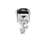 White gold Fancy Black Radiant Cut Diamond Scattered Round Accent Ring with Prong Setting_17