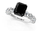White gold Fancy Black Radiant Cut Diamond Side Stone Engagement Ring with Four-Prong Setting_25