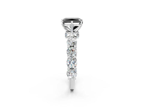 White gold Fancy Black Radiant Cut Diamond Side Stone Engagement Ring with Four-Prong Setting_26