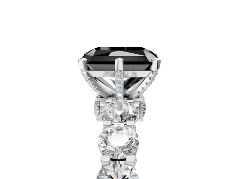 White gold Fancy Black Radiant Cut Diamond Side Stone Engagement Ring with Four-Prong Setting_29