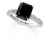 White gold Fancy Black Radiant Cut Diamond Side Stone Solitaire Ring with Round  and Four-Prong Setting_13