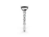 White gold Fancy Black Radiant Cut Diamond Side Stone Solitaire Ring with Round  and Four-Prong Setting_14