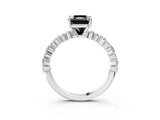 White gold Fancy Black Radiant Cut Diamond Side Stone Solitaire Ring with Round  and Four-Prong Setting_15
