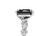 White gold Fancy Black Radiant Cut Diamond Side Stone Solitaire Ring with Round  and Four-Prong Setting_17