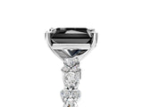 White gold Fancy Black Radiant Cut Diamond Side Stone Solitaire Ring with Round  and Four-Prong Setting_65