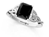 White gold Fancy Black Radiant Cut Diamond Solitaire Engagement Ring with Celtic Knot Band and Four-Prong Setting_1