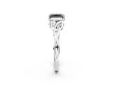 White gold Fancy Black Radiant Cut Diamond Solitaire Engagement Ring with Celtic Knot Band and Four-Prong Setting_2