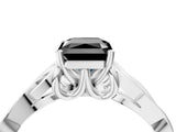 White gold Fancy Black Radiant Cut Diamond Solitaire Engagement Ring with Celtic Knot Band and Four-Prong Setting_4