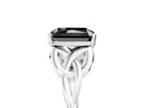 White gold Fancy Black Radiant Cut Diamond Solitaire Engagement Ring with Celtic Knot Band and Four-Prong Setting_5