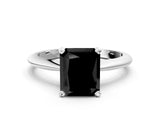 White gold Fancy Black Radiant Cut Diamond Solitaire Engagement Ring with Classic Band and Four-Prong Setting_24