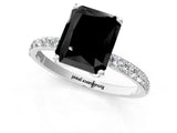 White gold Fancy Black Radiant Cut Diamond Solitaire Engagement Ring with Pavé Band and Prong Setting_1