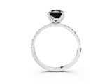 White gold Fancy Black Radiant Cut Diamond Solitaire Engagement Ring with Pavé Band and Prong Setting_3