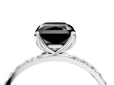 White gold Fancy Black Radiant Cut Diamond Solitaire Engagement Ring with Pavé Band and Prong Setting_4