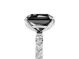 White gold Fancy Black Radiant Cut Diamond Solitaire Engagement Ring with Pavé Band and Prong Setting_5