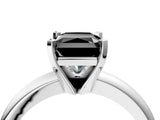 White gold Fancy Black Radiant Cut Diamond Solitaire Engagement Ring with Round Band and Four-Prong Setting_100