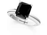 White gold Fancy Black Radiant Cut Diamond Solitaire Engagement Ring with Round Band and Four-Prong Setting_97