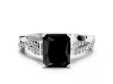 White gold Fancy Black Radiant Cut Diamond Solitaire Engagement Ring with Twisted Pavé Band and Four-Prong Setting_72