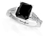 White gold Fancy Black Radiant Cut Diamond Solitaire Engagement Ring with Twisted Pavé Band and Four-Prong Setting_73