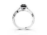 White gold Fancy Black Radiant Cut Diamond Solitaire Engagement Ring with Twisted Pavé Band and Four-Prong Setting_75