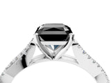 White gold Fancy Black Radiant Cut Diamond Solitaire Engagement Ring with Twisted Pavé Band and Four-Prong Setting_76