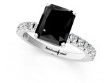 White gold Fancy Black Radiant Cut Diamond Solitaire Pavé Band with Four-Prong Setting_1