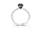 White gold Fancy Black Radiant Cut Diamond Solitaire Pavé Band with Four-Prong Setting_3