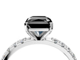 White gold Fancy Black Radiant Cut Diamond Solitaire Pavé Band with Four-Prong Setting_4