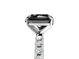 White gold Fancy Black Radiant Cut Diamond Solitaire Pavé Band with Four-Prong Setting_5