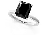 White gold Fancy Black Radiant Cut Diamond Solitaire Ring with Classic Band and Four-Prong Setting_1