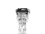 White gold Fancy Black Radiant Cut Diamond Solitaire Ring with Filigree Band and Four-Prong Setting_17