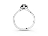 White gold Fancy Black Radiant Cut Diamond Solitaire Ring with Flower Prong Setting and Classic Band_59