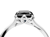 White gold Fancy Black Radiant Cut Diamond Solitaire Ring with Flower Prong Setting and Classic Band_70