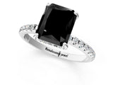 White gold Fancy Black Radiant Cut Diamond Solitaire Ring with Four-Prong Setting and Pavé Band_4