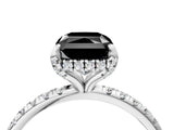 White gold Fancy Black Radiant Cut Diamond Solitaire Ring with Four-Prong Setting and Pavé Band_7