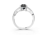 White gold Fancy Black Radiant Cut Diamond Solitaire Ring with Four-Prong Setting and Twisted Pavé Band_3