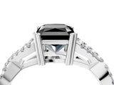 White gold Fancy Black Radiant Cut Diamond Solitaire Ring with Four-Prong Setting and Twisted Pavé Band_4