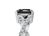 White gold Fancy Black Radiant Cut Diamond Solitaire Ring with Four-Prong Setting and Twisted Pavé Band_5
