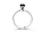 White gold Fancy Black Radiant Cut Diamond Solitaire Ring with Pavé Accents and Four-Prong Setting_3