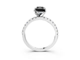 White gold Fancy Black Radiant Cut Diamond Solitaire Ring with Pavé Band and Four-Prong Setting_27
