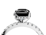 White gold Fancy Black Radiant Cut Diamond Solitaire Ring with Pavé Band and Four-Prong Setting_28