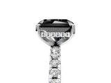 White gold Fancy Black Radiant Cut Diamond Solitaire Ring with Pavé Band and Four-Prong Setting_29