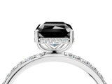 White gold Fancy Black Radiant Cut Diamond Solitaire Ring with Pavé Band and Hidden Halo_28