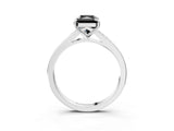 White gold Fancy Black Radiant Cut Diamond Solitaire Ring with Pavé Band and Prong Setting_15