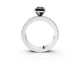 White gold Fancy Black Radiant Cut Diamond Solitaire Ring with Pavé and Channel Set Band_3