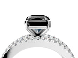 White gold Fancy Black Radiant Cut Diamond Solitaire Ring with Pavé and Channel Set Band_4