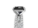 White gold Fancy Black Radiant Cut Diamond Solitaire Ring with Pavé and Channel Set Band_5